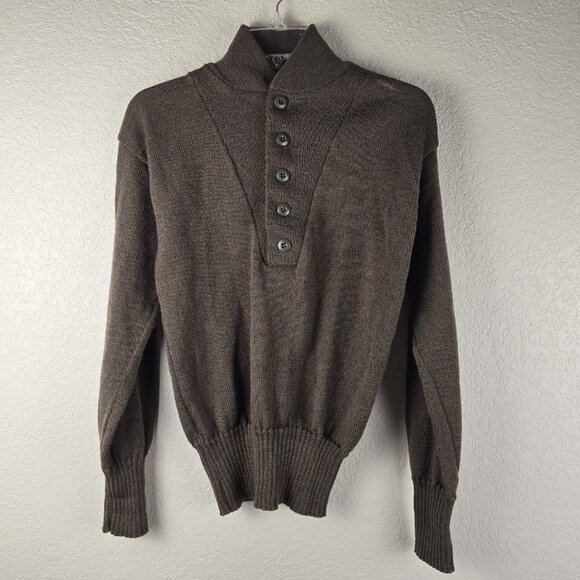 United States Military Other - Vtg Military Sweater‎ Mens M Olive Drab US Navy 100% Wool Pullover Button Front